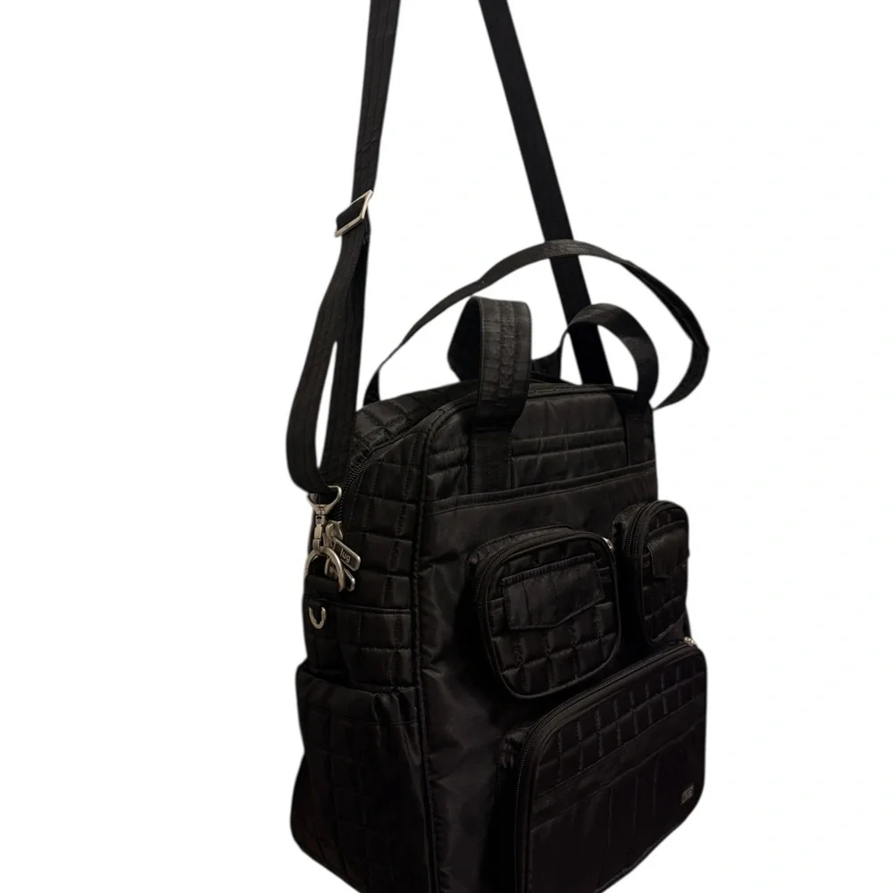 Lug Overnight Travel Gym Tote Puddle Jumper in Quilted Black - with Long Strap